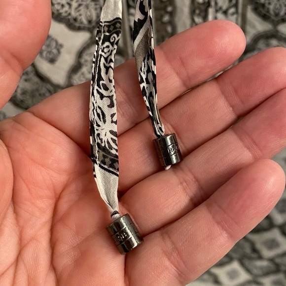 Hale Bob Silk Sheer Boho Top Floral Women Small Black White Gray Double Tassels - Picture 6 of 7